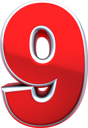 3d red chrome number 9