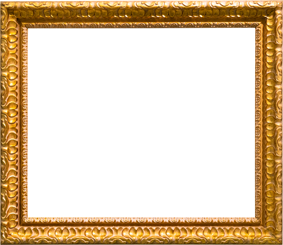 Horizontal Old Carved Golden Picture Frame Cutout